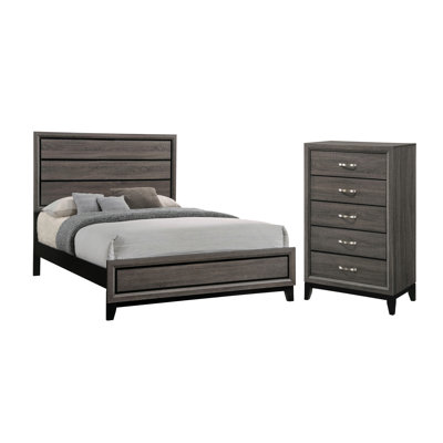 Carina Rustic Grey Oak 2-Piece Queen Bedroom Set With Chest -  CDecor Home Furnishings, 212198Q-S2C