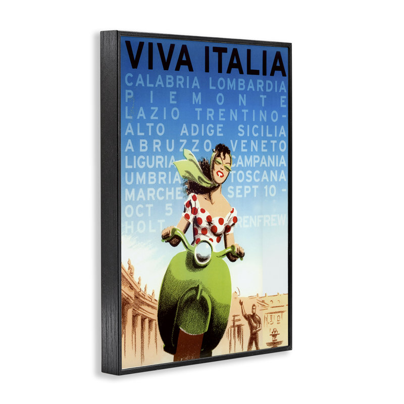 Publicité rétro sur toile Italie, giclée, design par Marcus Jules, H 30 po x l 20 po, Giclée encadrée noir minuit