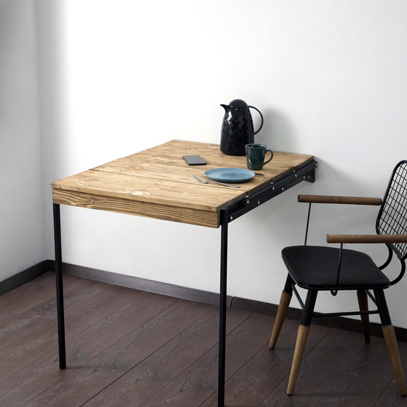 Multi-Functional Murphy Wall Table with Bookshelf – Space-Saving Foldable Table for Small Spaces, Tiny Homes & Caravans