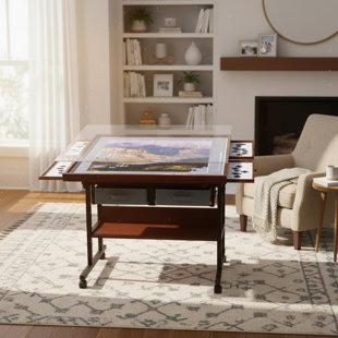 Rotating Wooden Jigsaw Puzzle Table With Storage Drawers, Adjustable Tilting Puzzle Board For Adults, Holds Up To 1500 Pieces
