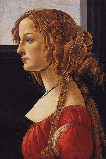 « a young femme simonetti vespucci » par sandro botticelli, reproduction d’art, H 42 po x l 28 po x P 1,5 po
