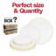 Service de table rond en plastique organique transparent à bordure dorée - 120 services