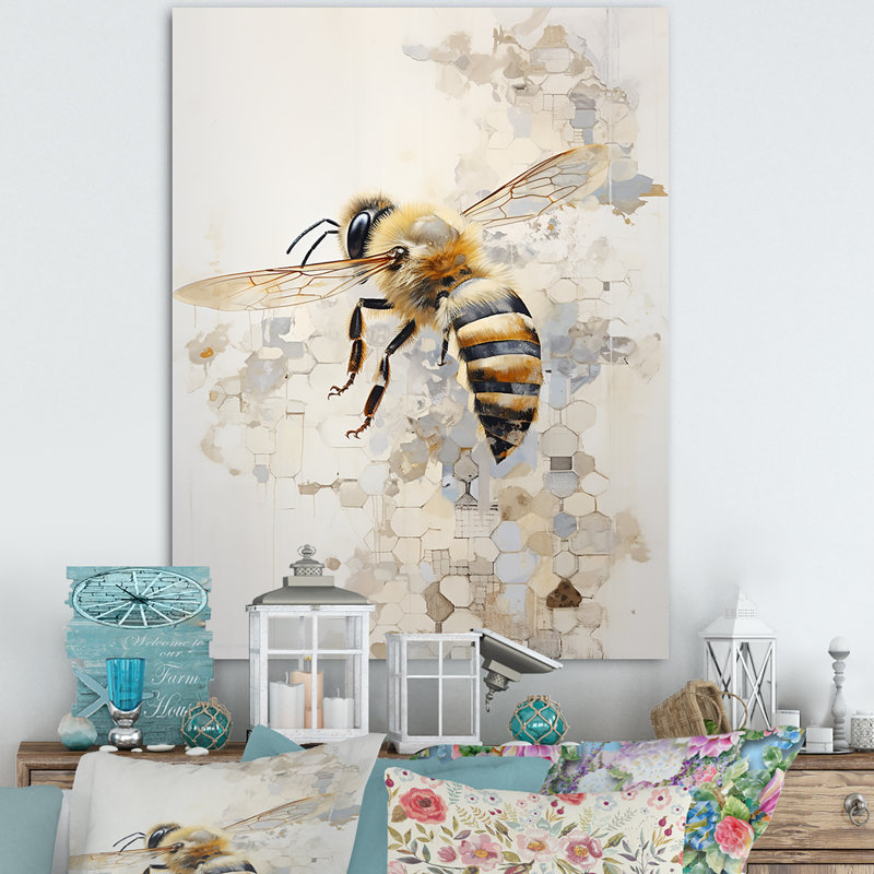 Minimalisme «Buzzing Bee II» sur toile, 32" H x 24" W x 1" D, Toile tendue