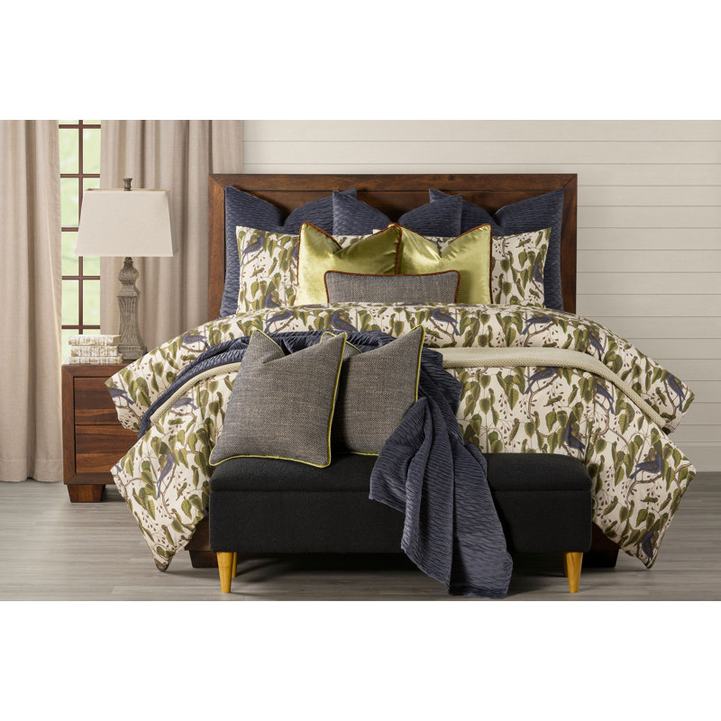 Bluebirds Print Duvet Cover Set, Full Duvet Cover + 2 Standard Shams