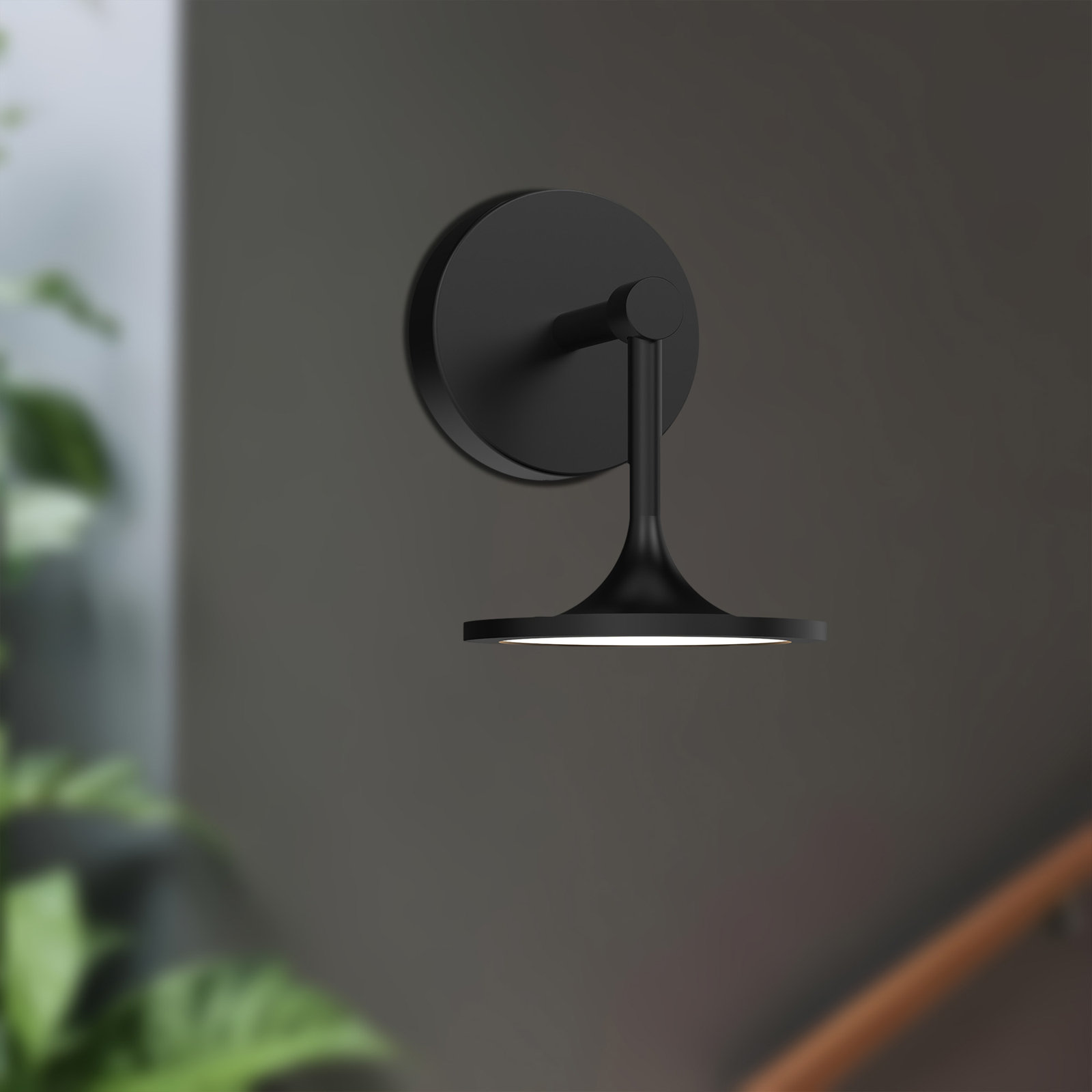 Daveney Single Light Dimmable LED Armed Sconce, Matte Black
