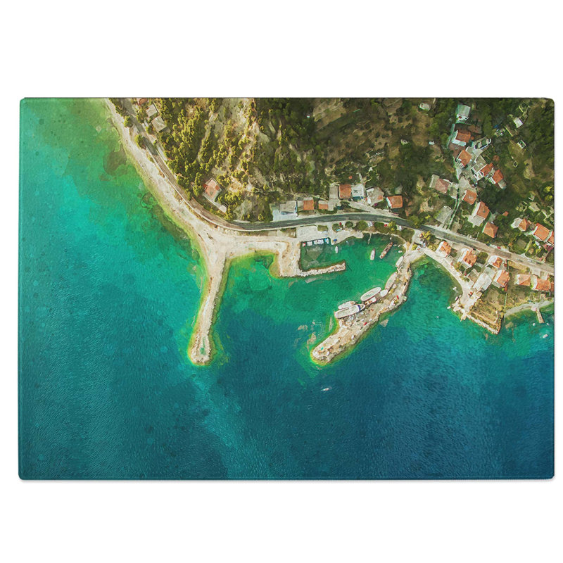 Tempered Glass Croatia from Above Chopping Board, 39 cm W x 28.5 cm L
