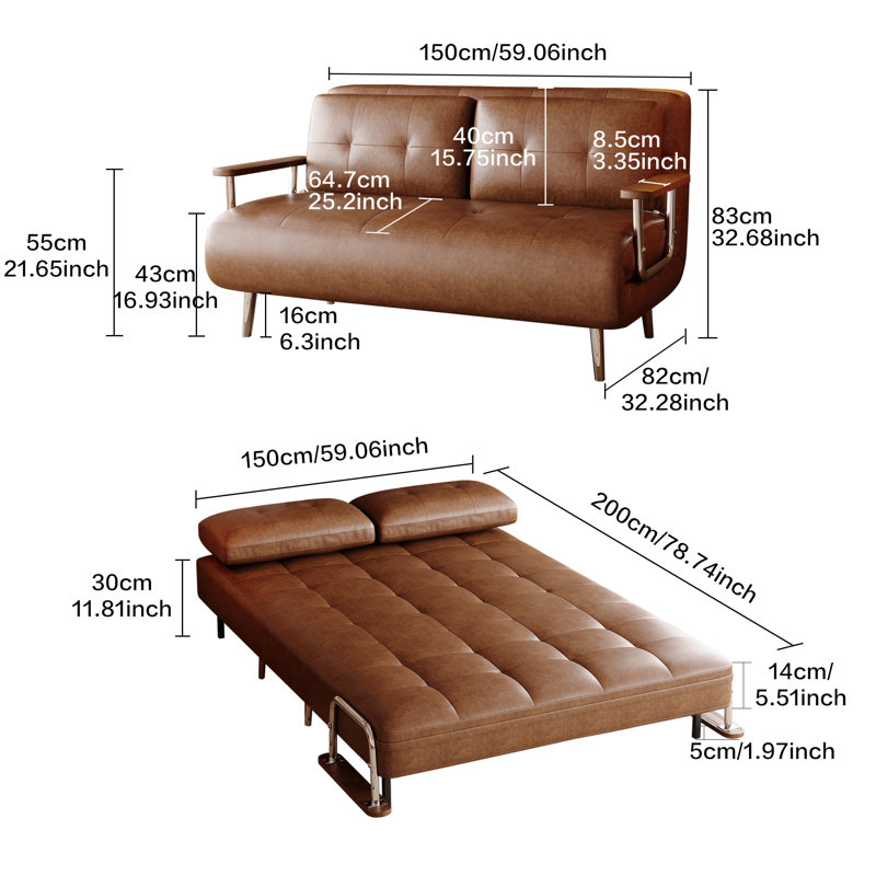2 Seater Faux Leather Sofa Bed