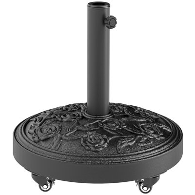 Base de parasol de patio, support de parasol avec roues 46 lb, noir