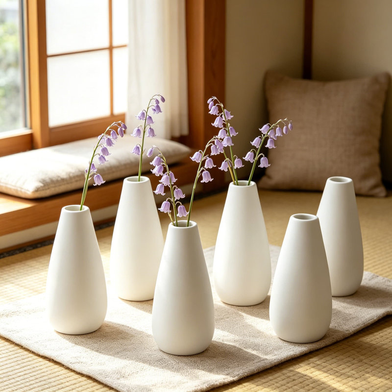 Ensemble de 6 vases en céramique blanche pour la décoration intérieure, centres de table modernes de 6 pouces, petits vases boho pour l'herbe de la pampa, fleurs séchées ou fleurs fraîches