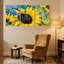 Oiseaux, tournesol, alimentation de la nature, ensemble de 3 impressions sur toile-1846467504