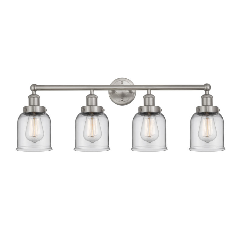 Éclairage pour meuble-lavabo à 4 lumières à intensité variable Asheton, Transparent, Nickel satiné brossé