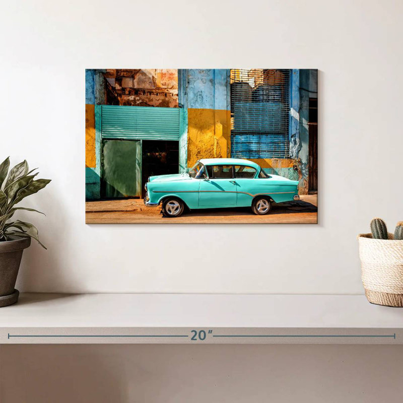 Mehar Turquoise Opel Cuban Car, 8" H x 12" W