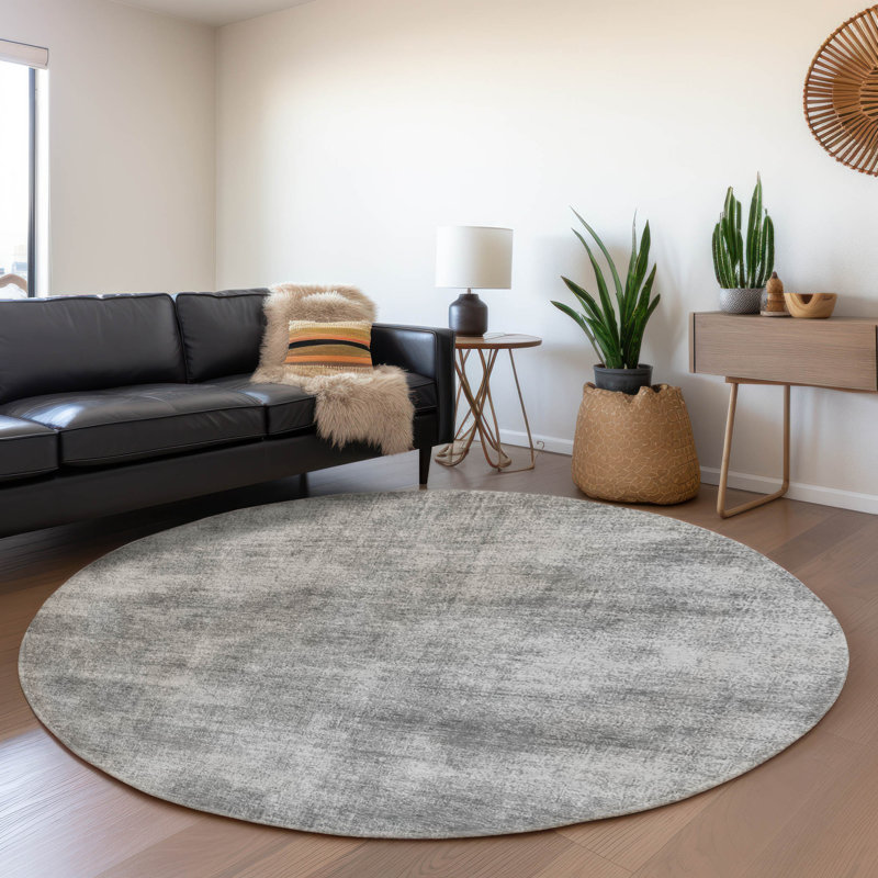 Premium Machine Washable Jahnke AMF1018 Abstract Rug, Round 8'