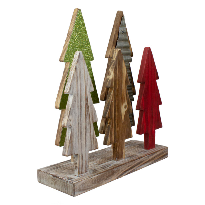 Décoration de table arbre de Noël en bois 15 po multicolore
