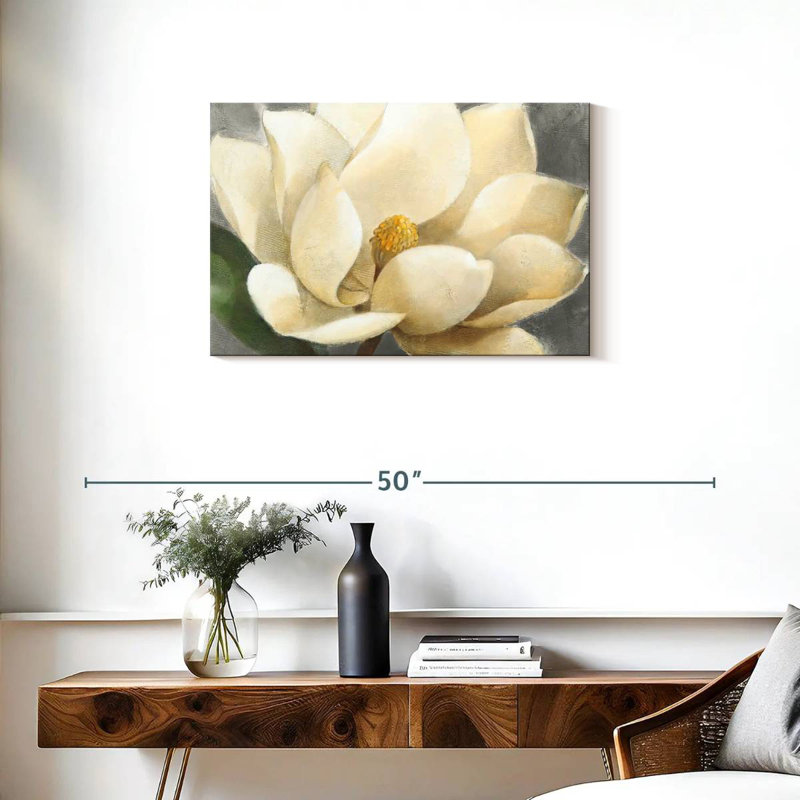 Harnek Magnolia Blossom On Gray, 20" H x 30" W