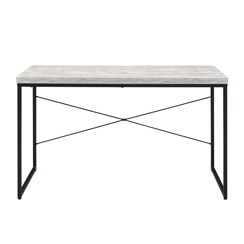 Faux Concrete Top Rectangular Writing Desk, Antique White