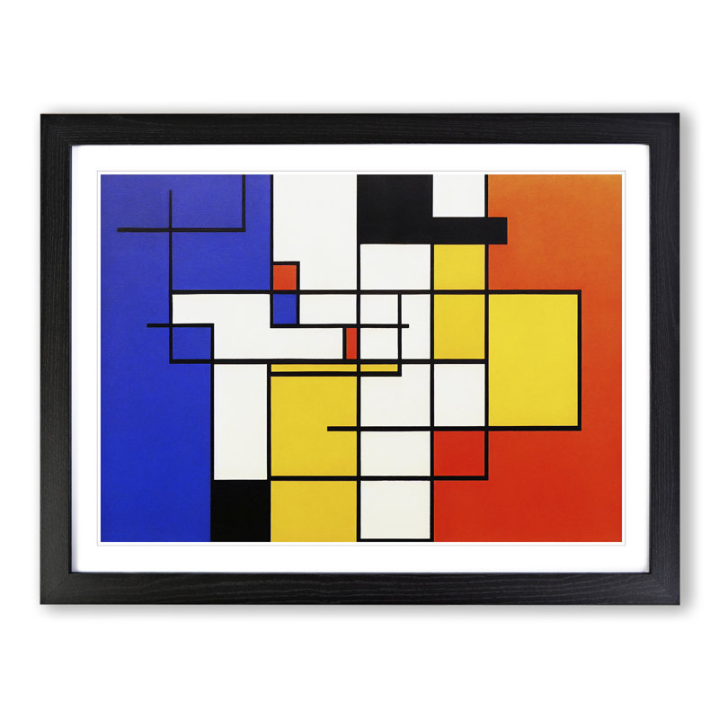 Abstract Cubism Art Vol.1 - Single Picture Frame Print, 46cm H x 64cm W x 2cm D, Black