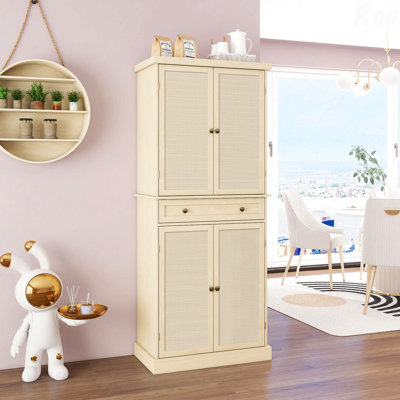 Armoire à 4 portes avec 1 tiroir, 4 tablettes intérieures réglables, armoire de rangement
