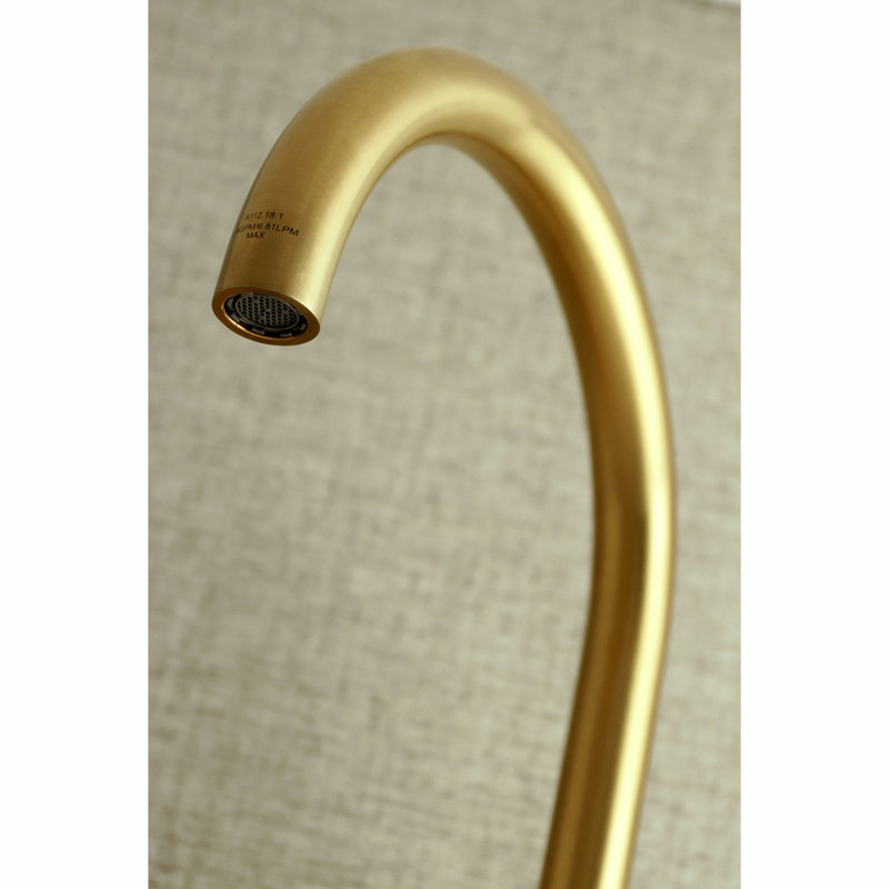 Kingston Brass Concord Double-Handle 2-Hole Wall-Mount Bridge Kitchen Faucet, Satin Brass