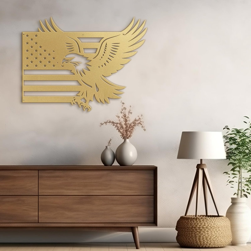 Wall Decor Metal, Gold, 16" H x 24" W x 0.05" D