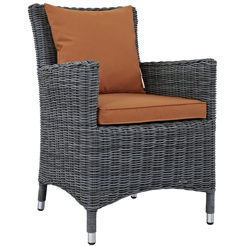 Fauteuil de salle à manger d'extérieur en rotin Modway Summon Wicker, Toile Sunbrella® toscan