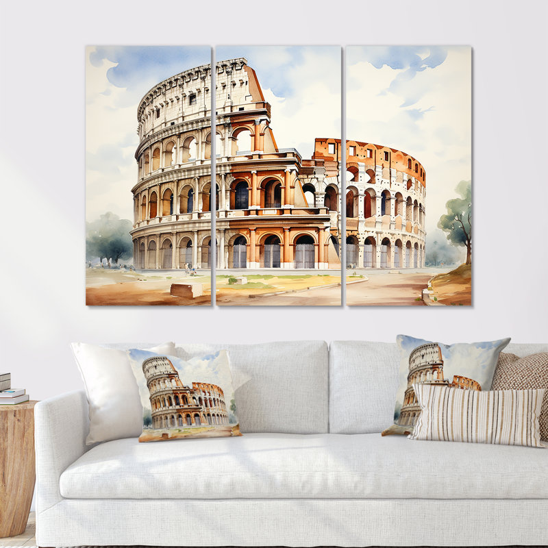 Italie, Colisée romain 1 - Italie, art mural, Toile tendue, H 40 po x l 61 po x P 1 po