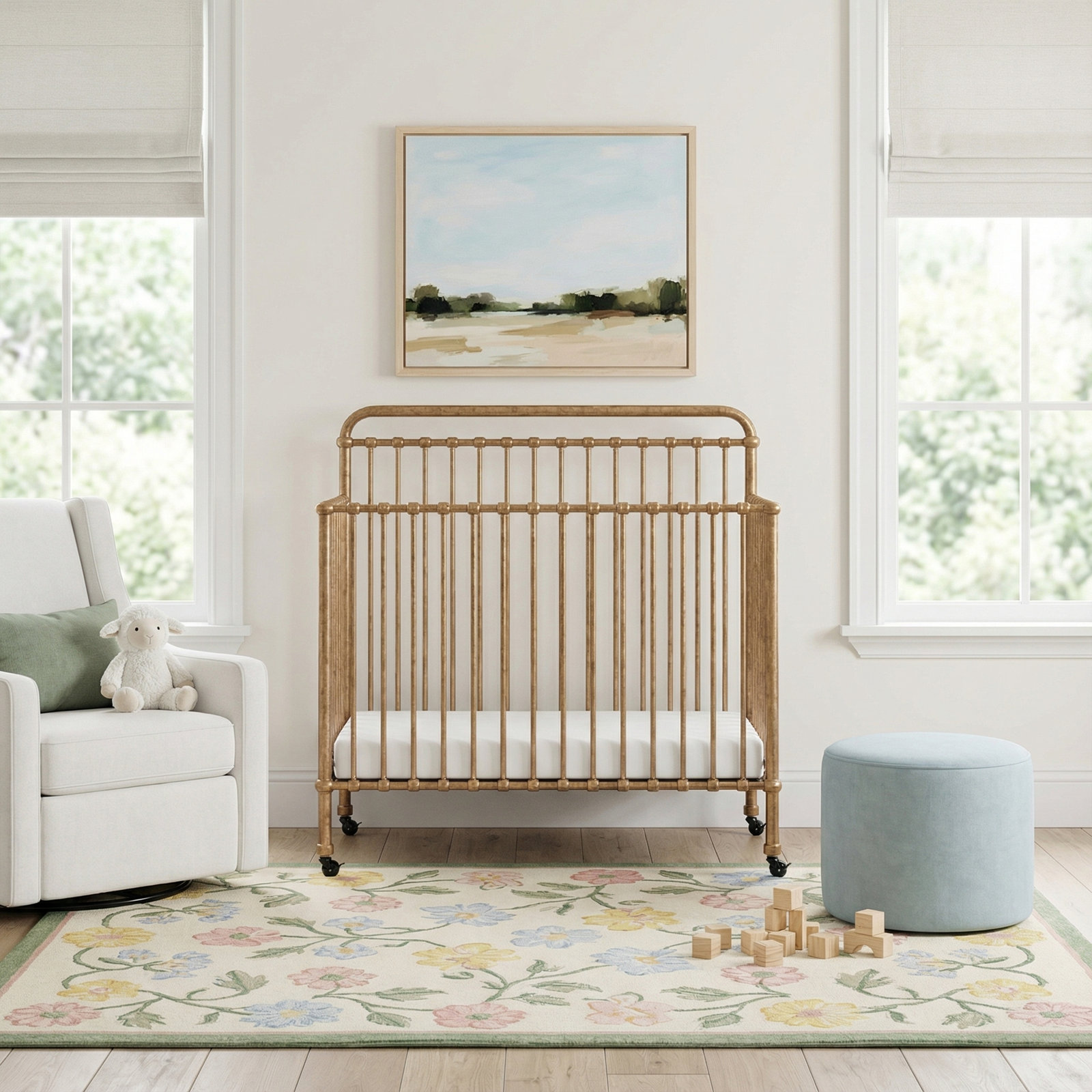 Winston Iron 4-in-1 Convertible Crib, Vintage Gold
