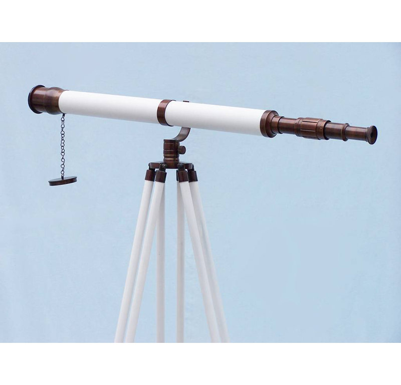 Télescope décoratif Milana, Bronze /blanc cuir, H 65 po x l 9 po x P 6 po