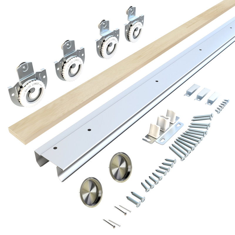 1-Lite Frosted Tempered Glass Sliding Double Bypass Closet Door with Installation Hardware Kit, 72" x 80"