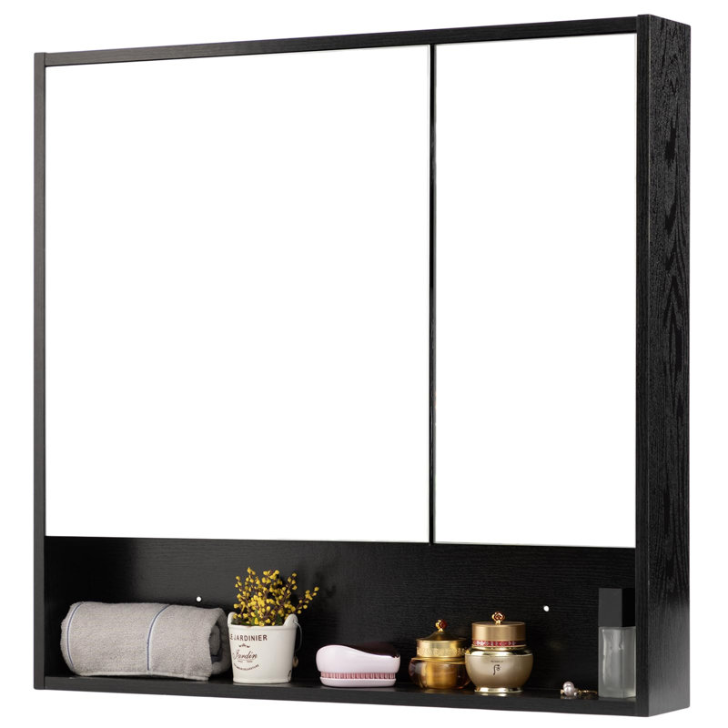 Borrell Wall Bathroom Cabinet, Black