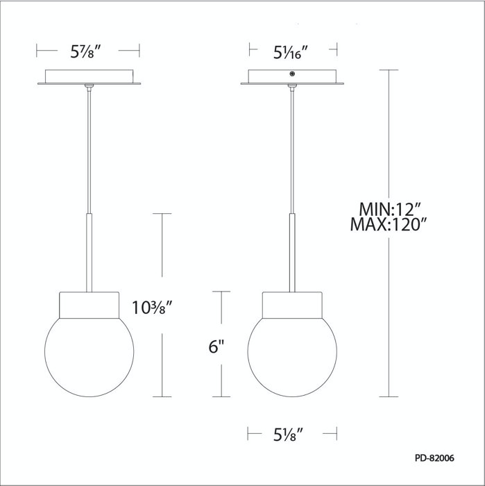 Luminaire suspendu double sphère simple à DEL à intensité variable, Nickel satiné