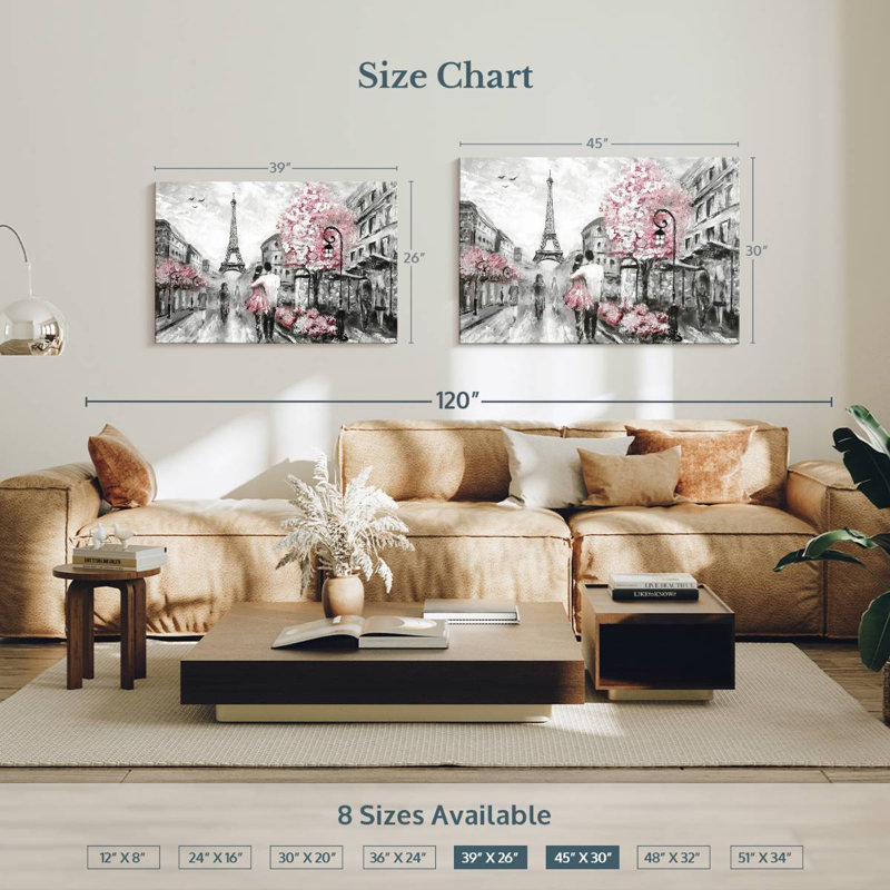 «Pink Paris», reproduction sur toile, H 30 po x l 45 po x P 1,25 po