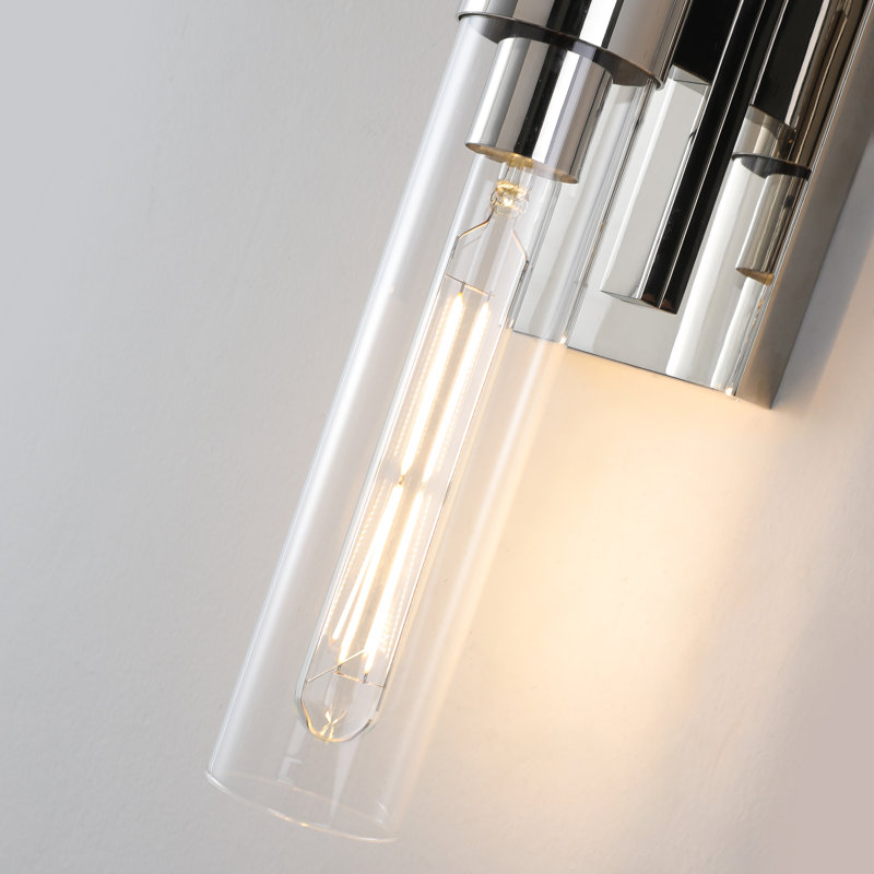 Fabrianna Brass Glass Wall Light, Silver