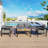 Multi-person Outdoor Iron Sofa Set with A table-631039781