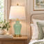 Lampe de table en pot 23 po en céramique avec abat-jour en tissu blanc et ampoule à DEL 23 po-884751315