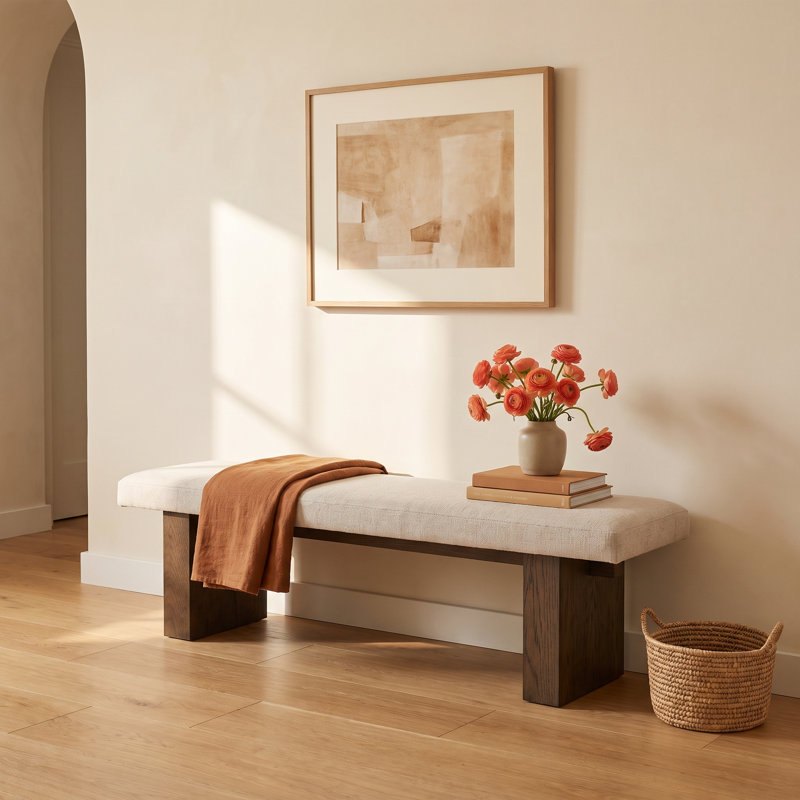 Leonna Linen Blend Upholstered Bench