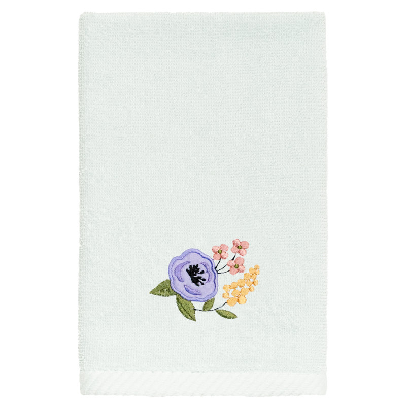 VERANO 2PC Embellished Fingertip Towel Set Turkish Cotton Fingertip Towel, Aqua