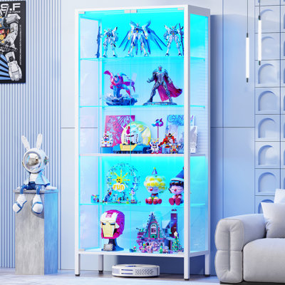Display Cabinets with Glass Door & Adjustable Glass Shelves