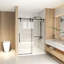 Porte de douche coulissante sans cadre 44-48 "x 76" H, verre trempé transparent 5/16 "(8Mm), cadre en acier inoxydable