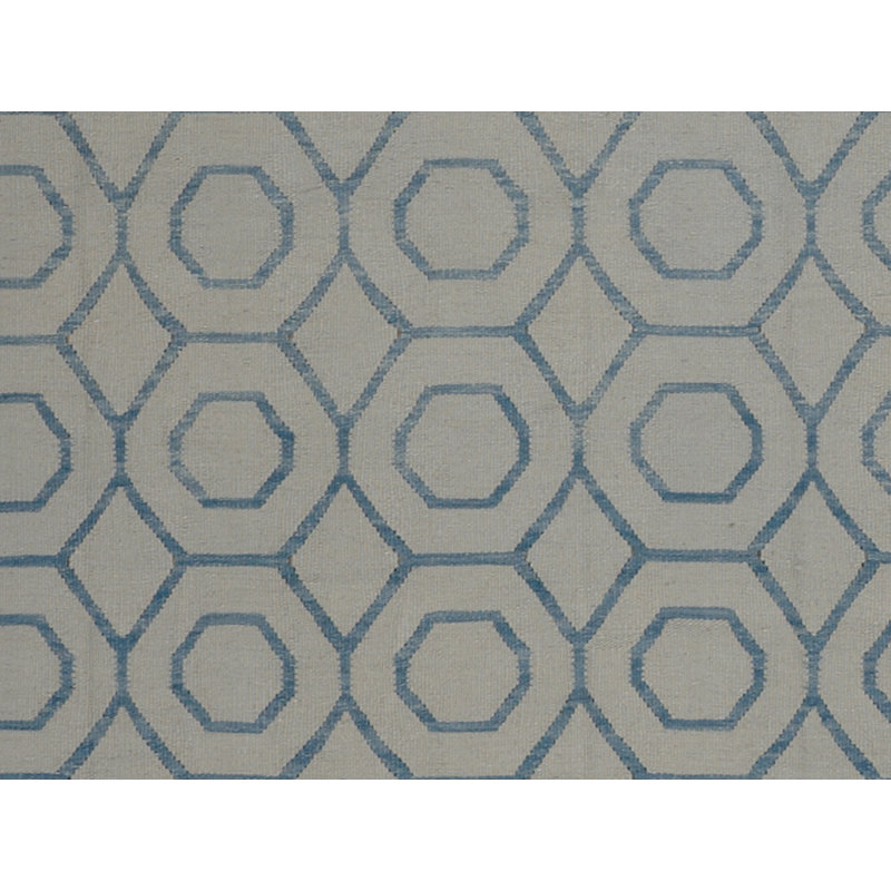 Tapis gris / bleu tissé à la main et à plat