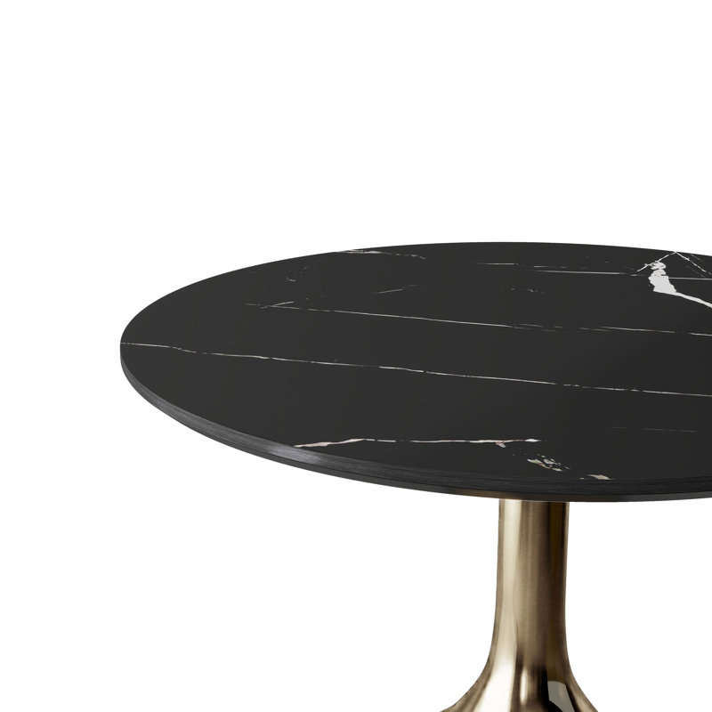 with Iron Base Dining Table, Black / Dark Bronze