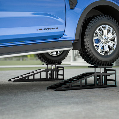 Lot de 2 rampes hydrauliques pour voitures – 3 tonnes (6 600 lb) – Rampes de service à profil bas pour voitures, camions et autres véhicules, idéales pour la réparation en garage.