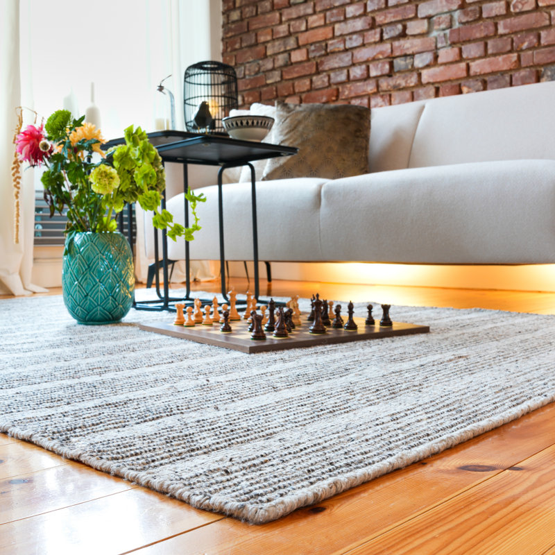 Jarven Wool Hand Woven Area Rug, Rectangular 140 x 200cm, Sand