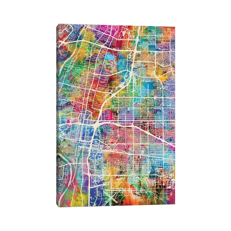 Albuquerque New Mexico City Street Map I by Michael Tompsett - Wrapped Canvas Gallery-Wrapped Canvas Giclée