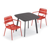 Kapri And Eiland 2 - Person Square 36" Long Powder Coated Aluminum Outdoor Dining Set