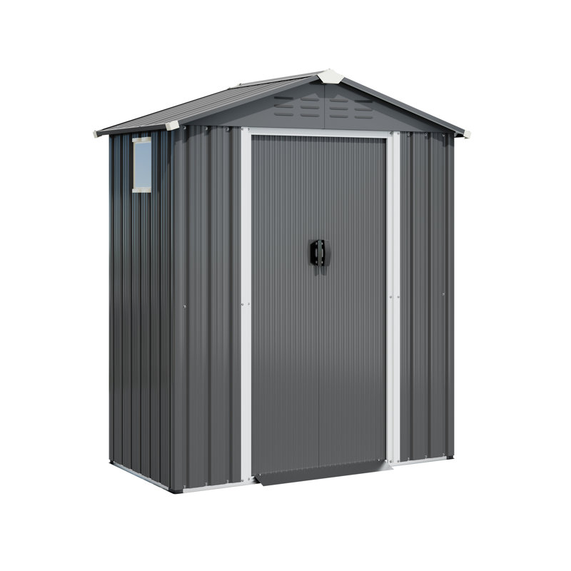 Remise de rangement en acier avec fenêtre, H 72,4 po x l 59,1 po x P 29,5 po