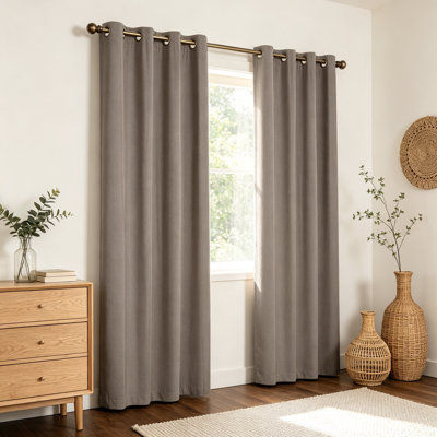 Linen Slub Blackout Grommet Curtain Pair(2 Panels)