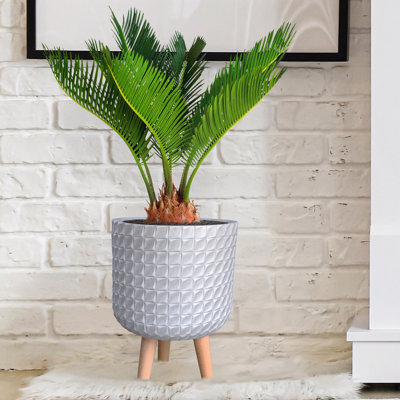 Geometric Patterned Cylinder Planter with Feet