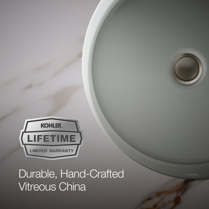 Verticyl Ceramic Vitreous China Circular Undermount Bathroom Sink with Overflow, Ice Gray