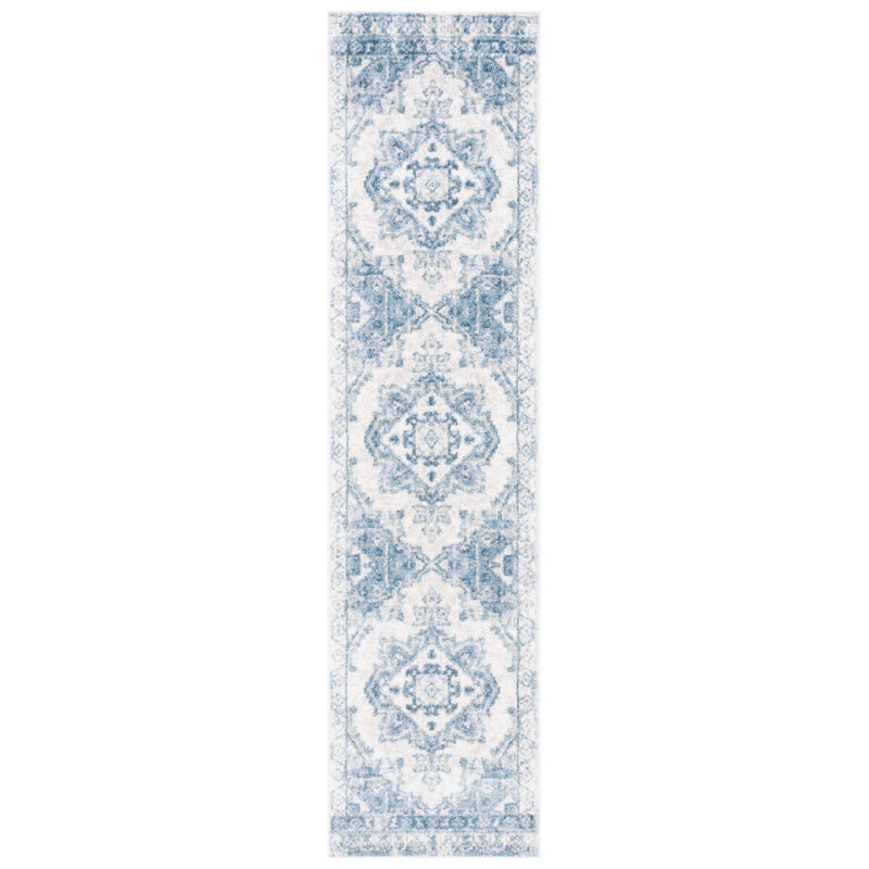 Lowrey Blue/White Rug, Runner 2'2" x 9'